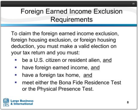 FOREING EARNED INCOME EXCLUSION